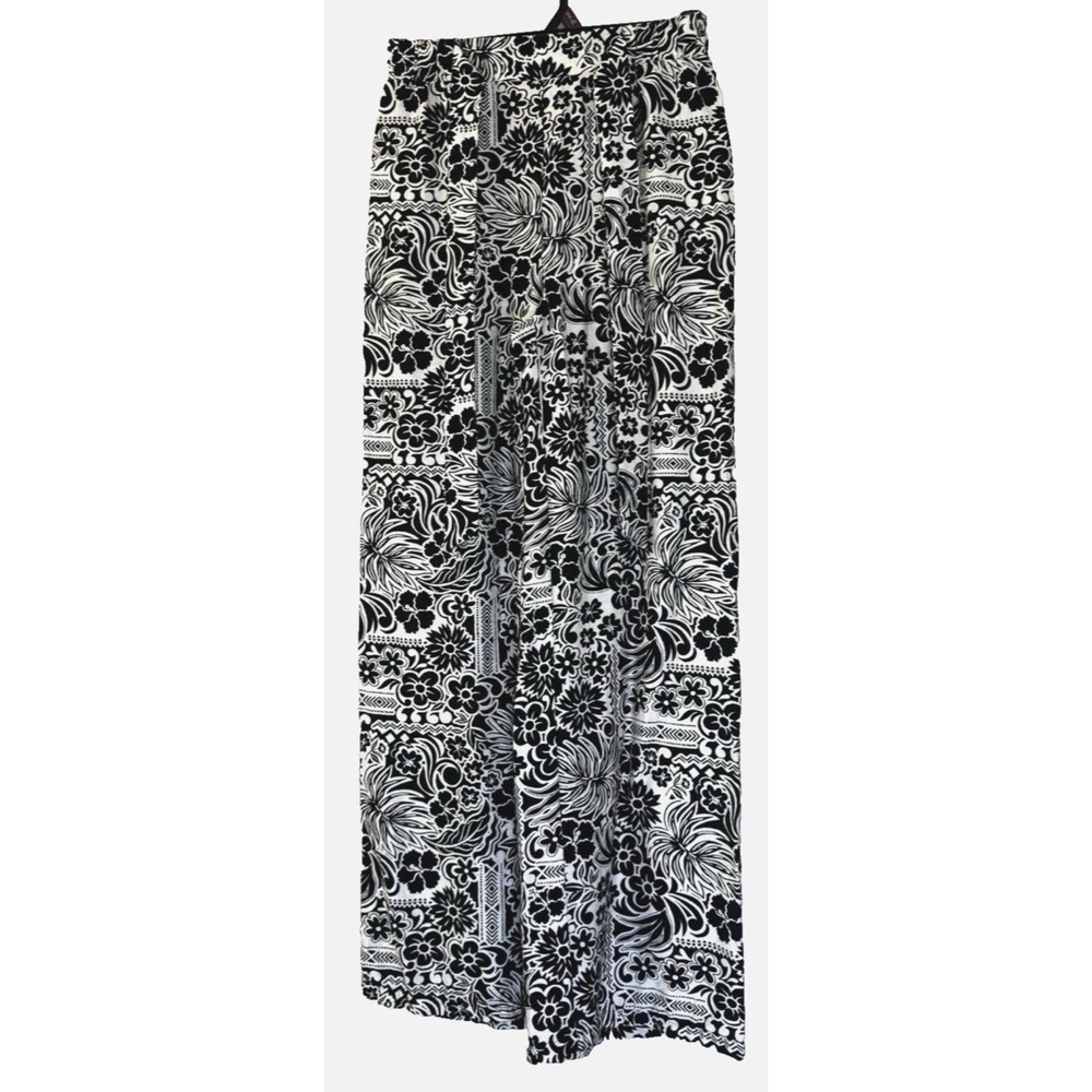 Women Boho XS Wide Leg Pants Floral Paisley Wide Leg Flowy Tie Waist Cottagecore